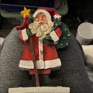 Jolly Santa Claus Figurine with Star Staff